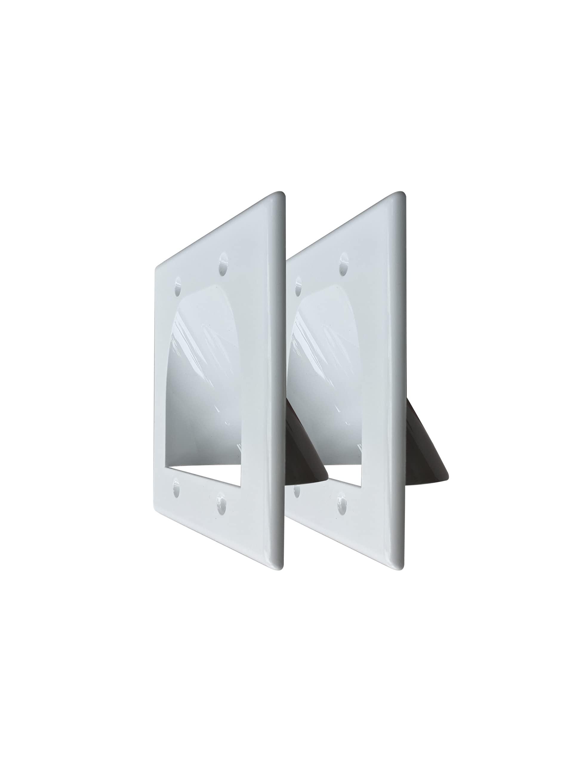 Best Mounts BestMounts - 6 Pack in Wall Cable Management TV Cord Hider for Wall Mounted TV - Recessed Wall Plates Cable Pass Through - Dual Gang Behind Wall Cable Management up to 8-10 Low Voltage Cords (White)