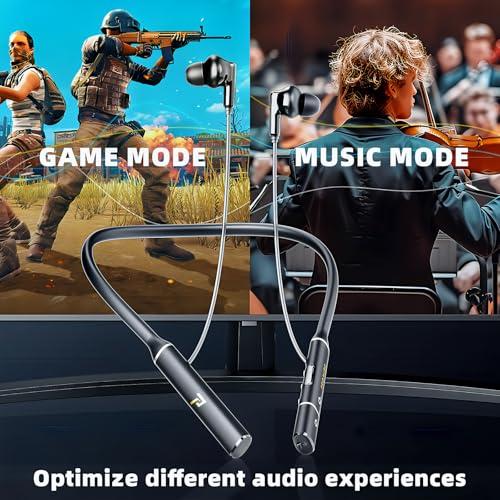 Promise A12 Neckband Bluetooth 5.3 Earbuds - 60H Playtime, Built-in OTG Fast Charger, Lightweight Memory Steel, Type-C Adapter, Noise-Isolating Earphones for Sports, Gaming & Calls