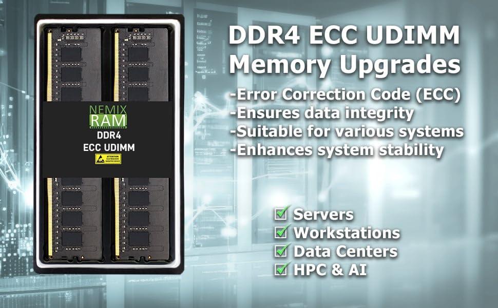 NEMIX RAM NEMIX RAM 8GB (1X8GB) DDR4 2666MHZ PC4-21300 1Rx8 1.2V CL19 288-PIN ECC Unbuffered UDIMM Memory Compatible with Dell PowerEdge R350 Rack Server