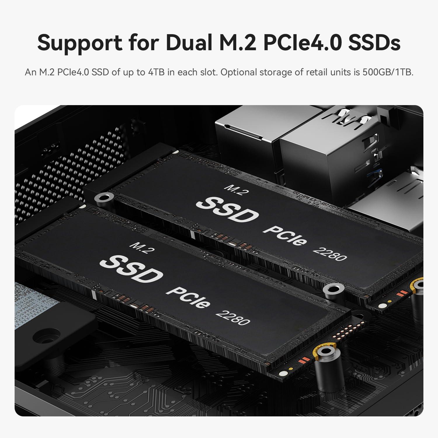 Beelink Beelink Mini PC, AMD Ryzen 7 6800U (8C/16T, up to 4.7GHz), 24GB LPDDR5 500GB PCIe4.0 SSD, SER5 MAX Mini Desktop Computer Support 4K@60Hz Triple Display/DP1.4/HDMI/Type-C/WiFi 6/BT5.2 for Office/Home