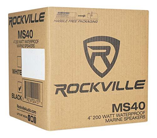 Rockville ROCKVILLE Pair MS40B Black 4" 200 Watt Marine Boat Speakers Compact and Powerful