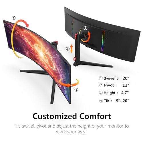 INNOCN INNOCN 49\" 49Q1S OLED Curved Gaming Monitor 5120 x 1440p 240Hz, 0.03ms, USB Type C 90W, HDMI 2.1, DisplayPort, USB Hub, Surrounding Speakers, Adaptive-Sync, Height Adjustable Stand, Black