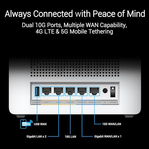 ASUS ASUS ZenWiFi BQ16 Pro Quad-Band WiFi 7 Mesh Router (2 Pack), up to 8000 sqft, 2X 10G Ports Each, Smart Home Master with Multi-SSID, VPN & Parental Controls, Subscription-Free Security, AiMesh
