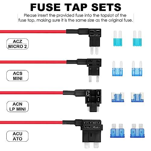 pelsee Pelsee Dash Cam Hardwire Kit, Type-C Full Set Hard Wire Kit Fuse, 12V-24V to 5V Dash Camera Car Charger Cable Kit, Low Voltage Protection, LED Indicator, Double-4 Fuse Cable and Installation Tool