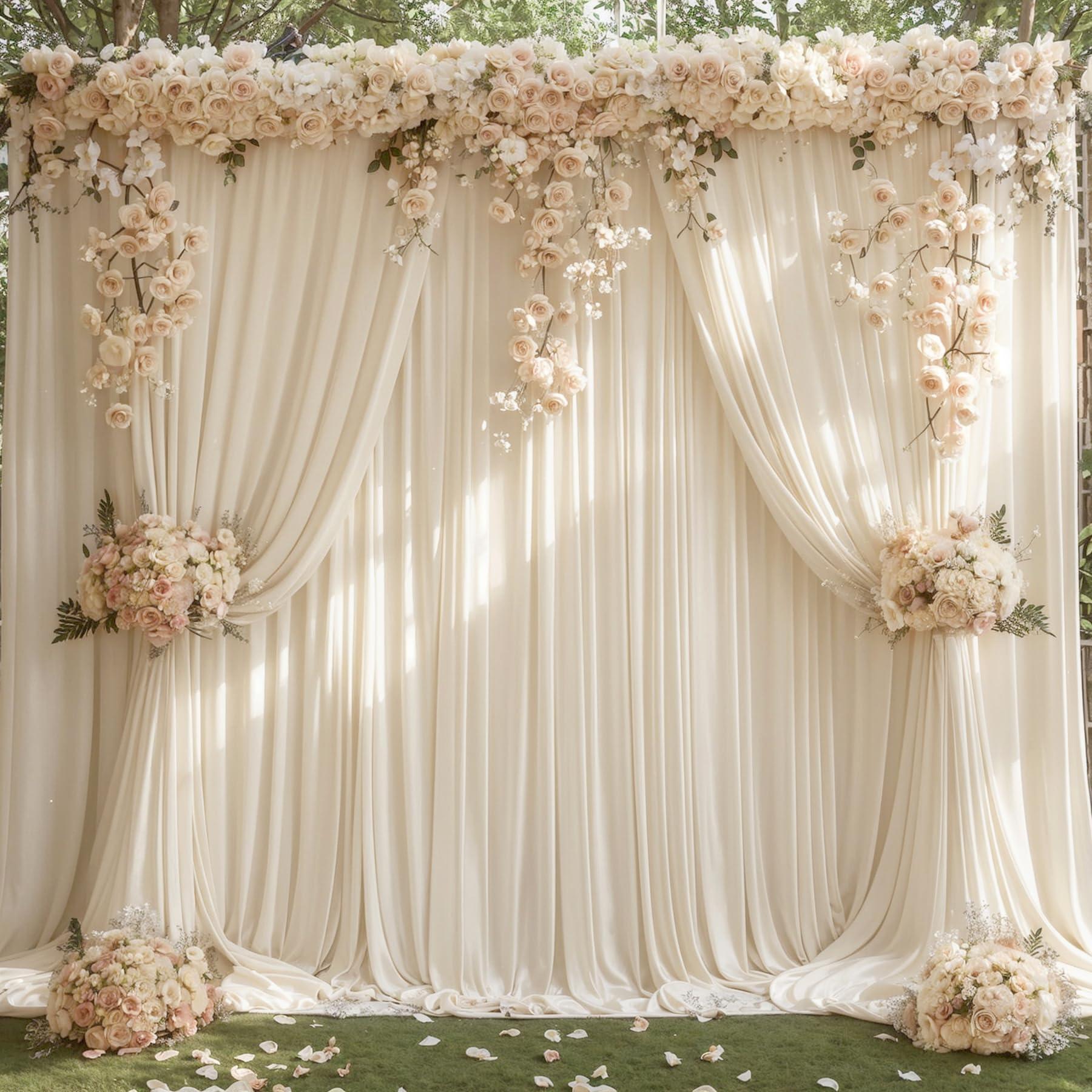 Tao-Ge 20ft x 15ft Champagne Wrinkle Free Backdrop Curtains for Wedding Party Backdrops Curtain Drapes Fabric Decorations Photo Back Drop Cloth for Baby Shower Photography Stage Reception