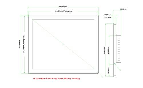 Deyowo Deyowo 19 Inch Open Frame Touch Moniotor, P-Cap Touch Screen LCD Display,HDMI VGA USB Controller Interface for Kiosks and Mounting