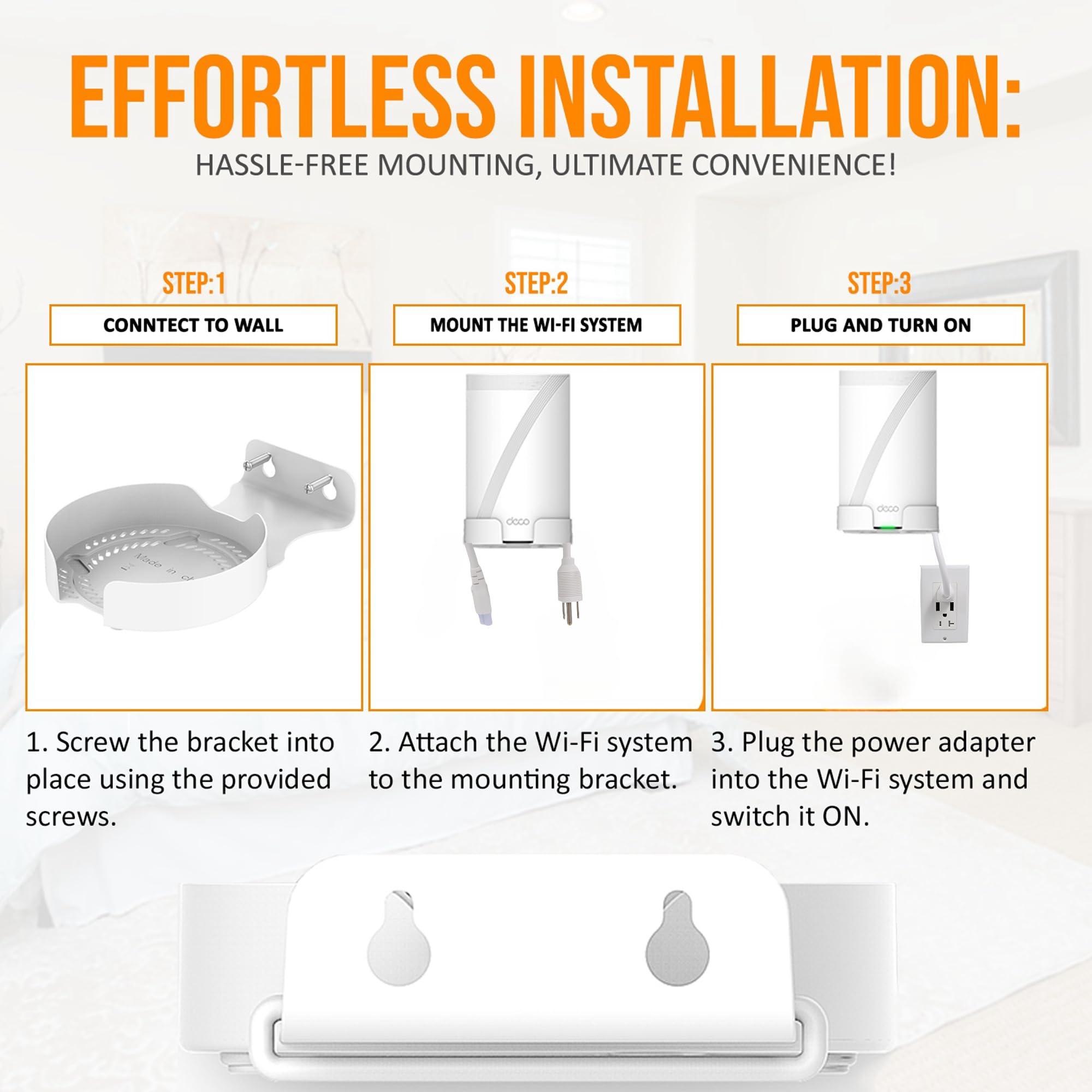 BANGCHEER Bangcheer Wall Mount for TP-Link Deco BE75/BE85/BE95/BE17000/BE22000/BE33000 Whole Home Mesh WiFi 7, Upgrade Stable Saving Space Aluminum Alloy Wall Hanging Bracket Holder (2Pack,White)