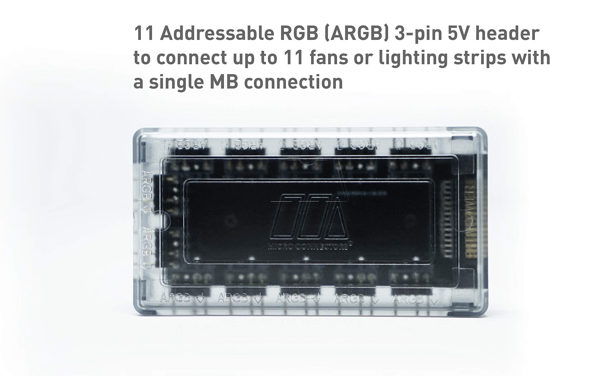MICRO CONNECTORS MICRO CONNECTORS 11-Port ARGB Splitter Hub for Fan and Light (S08-12ARGB)