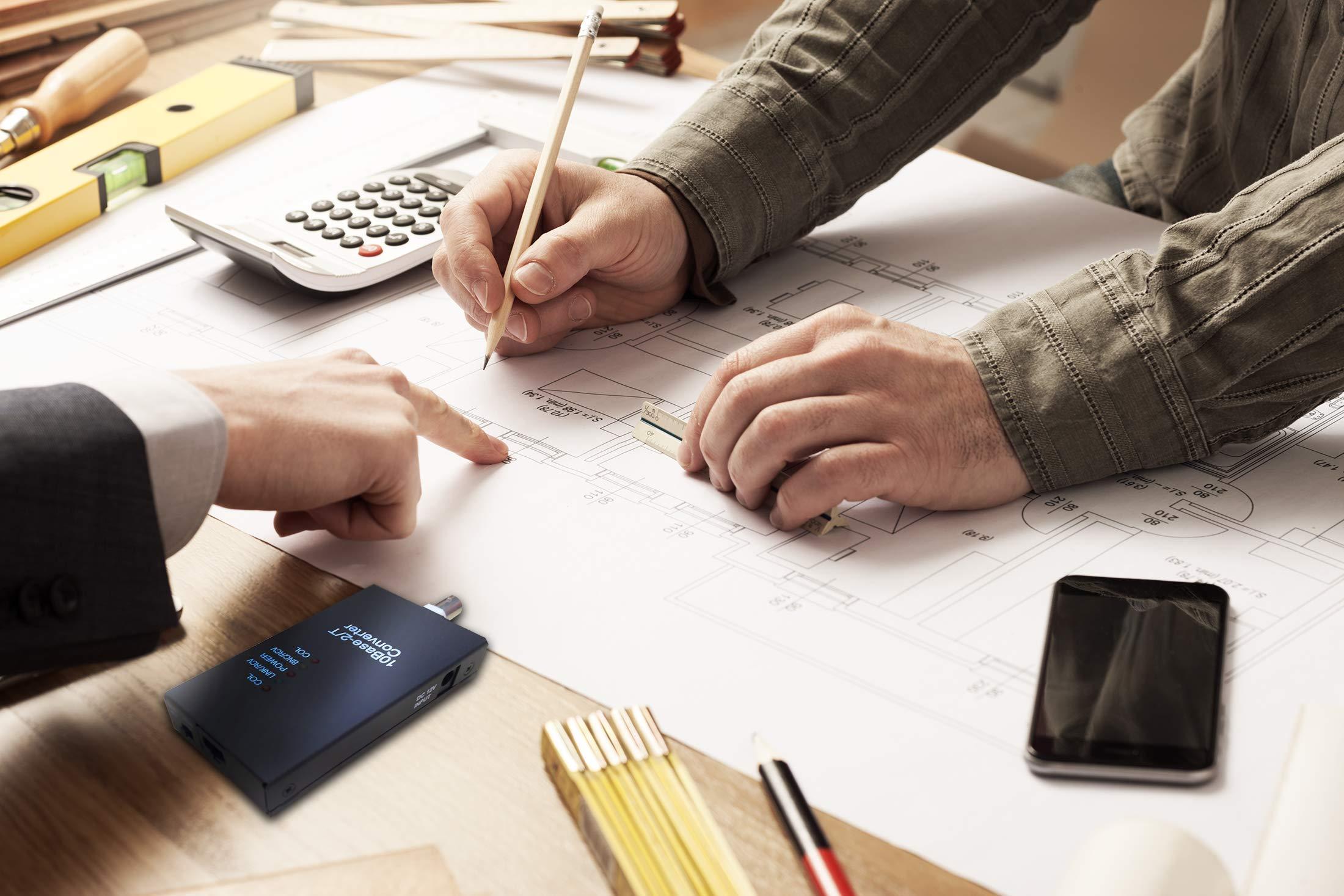 ADnet 10BaseT RJ45 UTP to 10Base2 Thinnet Coax BNC Media Converter | Ethernet Adapter 10Base-T/2