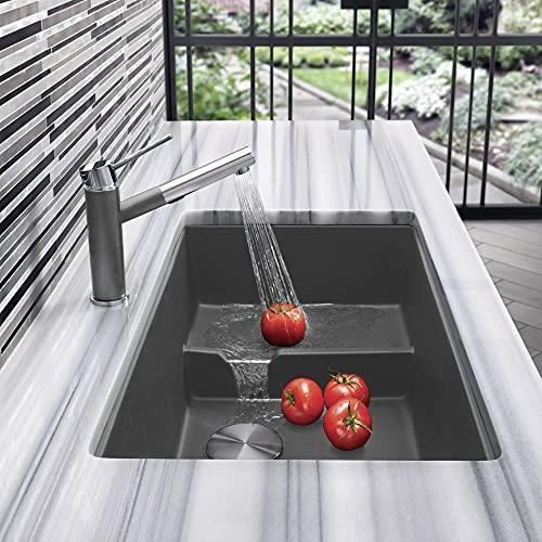 BLANCO BLANCO, Cinder 519451 PRECIS CASCADE SILGRANIT Undermount Kitchen Sink with Colander