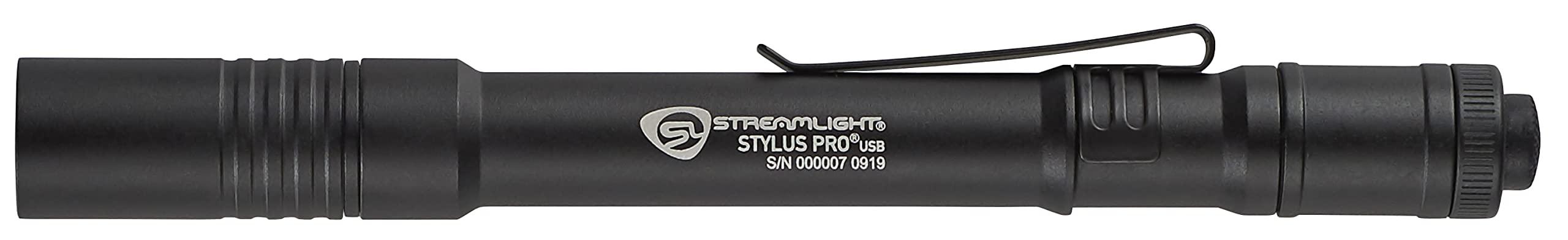 Streamlight Streamlight 66134 Stylus Pro USB 350-Lumen Rechargeable Penlight with USB Cord & Nylon Holster, Black