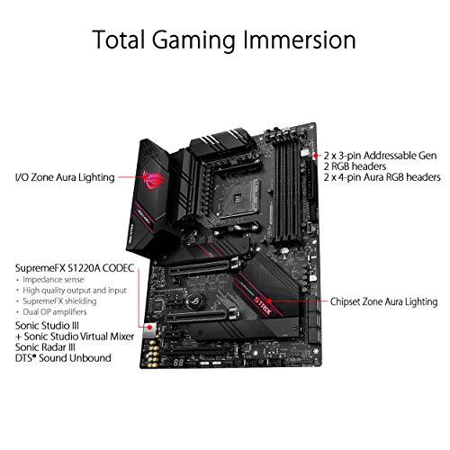 ASUS ROG Strix B550-E Gaming AMD Ryzen AM4 ATX Motherboard (PCIe 4.0, 16 Power Stages, Intel WiFi 6, Intel 2.5 Gb Ethernet, Dual M.2, OptiMem II, AI Noise-Canceling Microphone, USB 3.2 Gen 2 & Aura Sync)