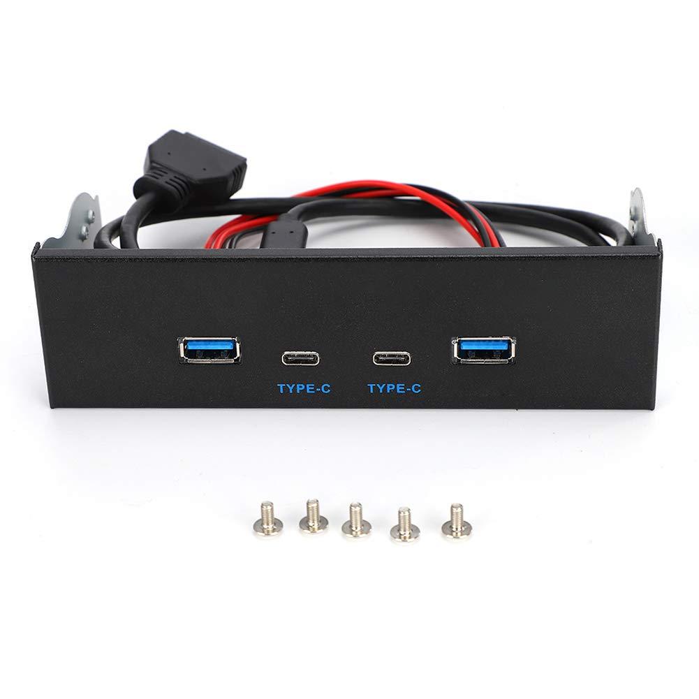ASHATA USB3.0+2.0+Type C Type E Panel Computer Parts Type C Front Panel, Desktop Accessories Black GEN2 Front Panel USB 3.1 Front Panel, for PC Computer