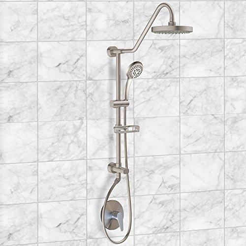PULSE ShowerSpas PULSE ShowerSpas 1011-III-BN Kauai III Shower System with 8" Rain Showerhead, 5-Function Hand Shower, Adjustable Slide Bar and Soap Dish, Brushed Nickel Finish