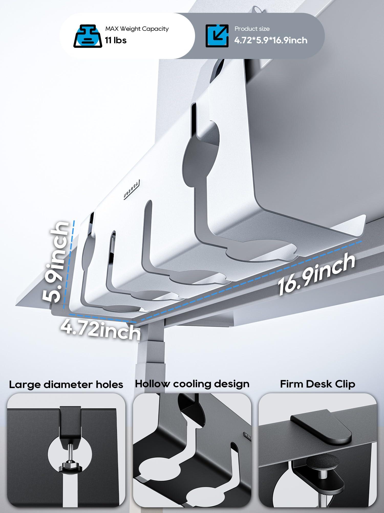 NODOCA NODOCA No Drill Under Desk Cable Management Tray, 17\'\' Wire Management, Punch-Free Clamp on, Newest Metal Cable Tray, Wire Organizer Under Desk, Under Desk Basket for Office and Home, White(2 Packs)