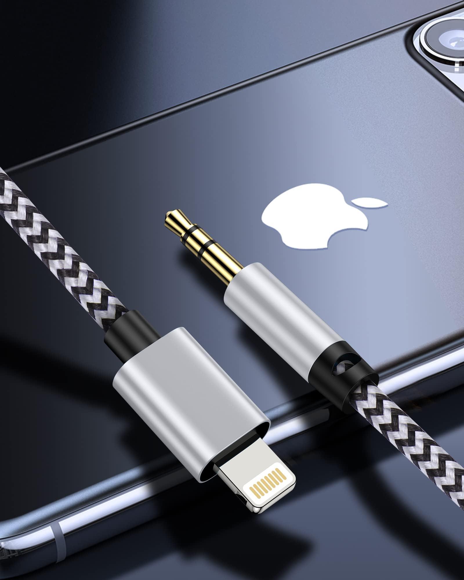 Smilebridge Aux Cord for iPhone, 2 Pack [Apple MFi Certified] Lightning to 3.5mm Aux Audio Headphone Jack Adapter Nylon Braided Car Stereo Cable for iPhone 14 13 12 11 XS XR X to Car Home Stereo/Speaker/Headphone