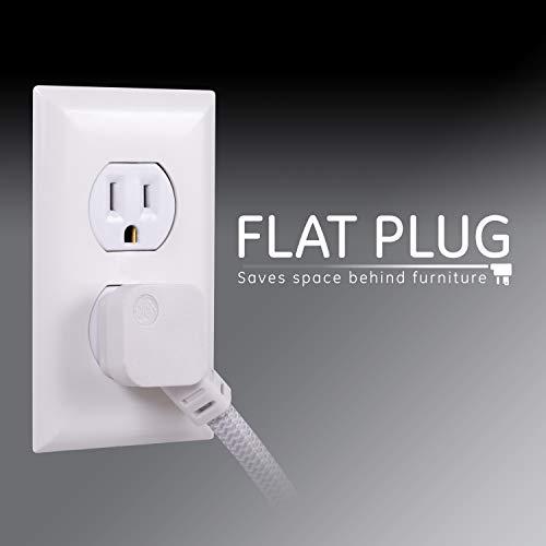 GE home electrical GE UltraPro 7 Outlet Surge Protector, USB-C Charging, 4 ft Designer Braided Extension Cord, 1440 Joules, Compatible w/ iPhone 15/14/Pro/Max/13/12/11/X, Galaxy, Google Pixel, White, 41355