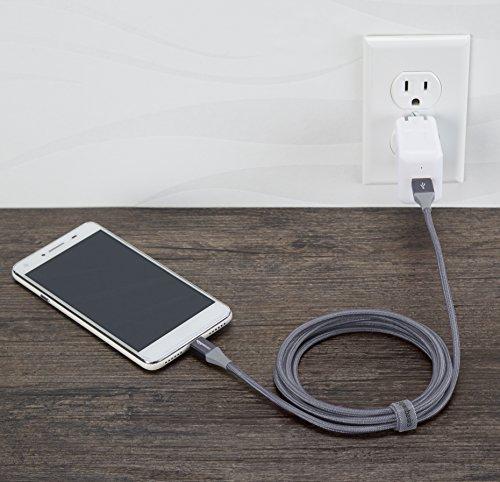 Amazon Basics Amazon Basics Micro USB to USB-A 2.0 Fast Charging Cable, Nylon Braided Cord, 480Mbps Transfer Speed, 6 Foot, Dark Gray