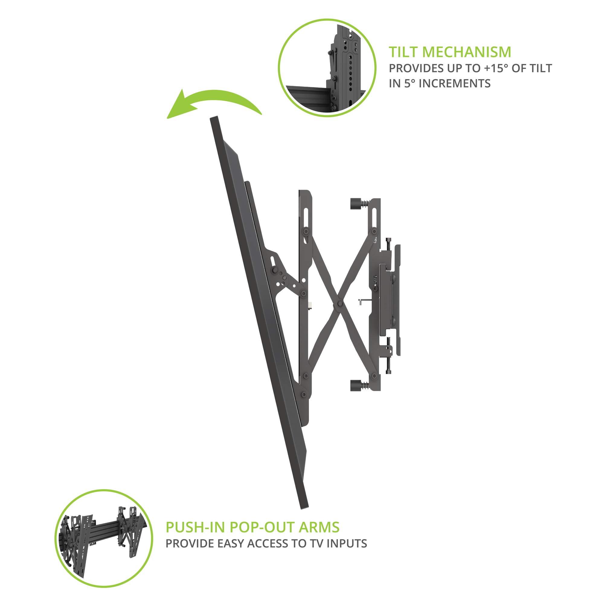 Kanto Kanto MBW31PT Digital Signage Menu Board Wall Mount System with Pop-Out and Tilting Arms for 40-Inch to 60-Inch TVs | Precision Leveling for Perfect TV Alignment | 3 TVs | Black
