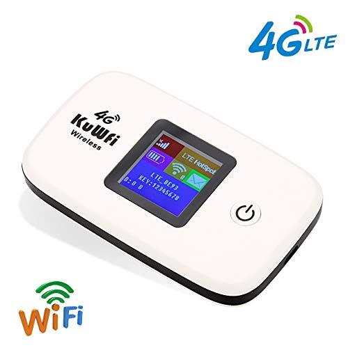 KuWFi KuWFi 4G LTE Mobile WiFi Hotspot Unlocked Wireless Internet Router Devices with SIM Card Slot for Travel Support B1/B3/B5/B7/B8/B20 in Europe Caribbean Africa