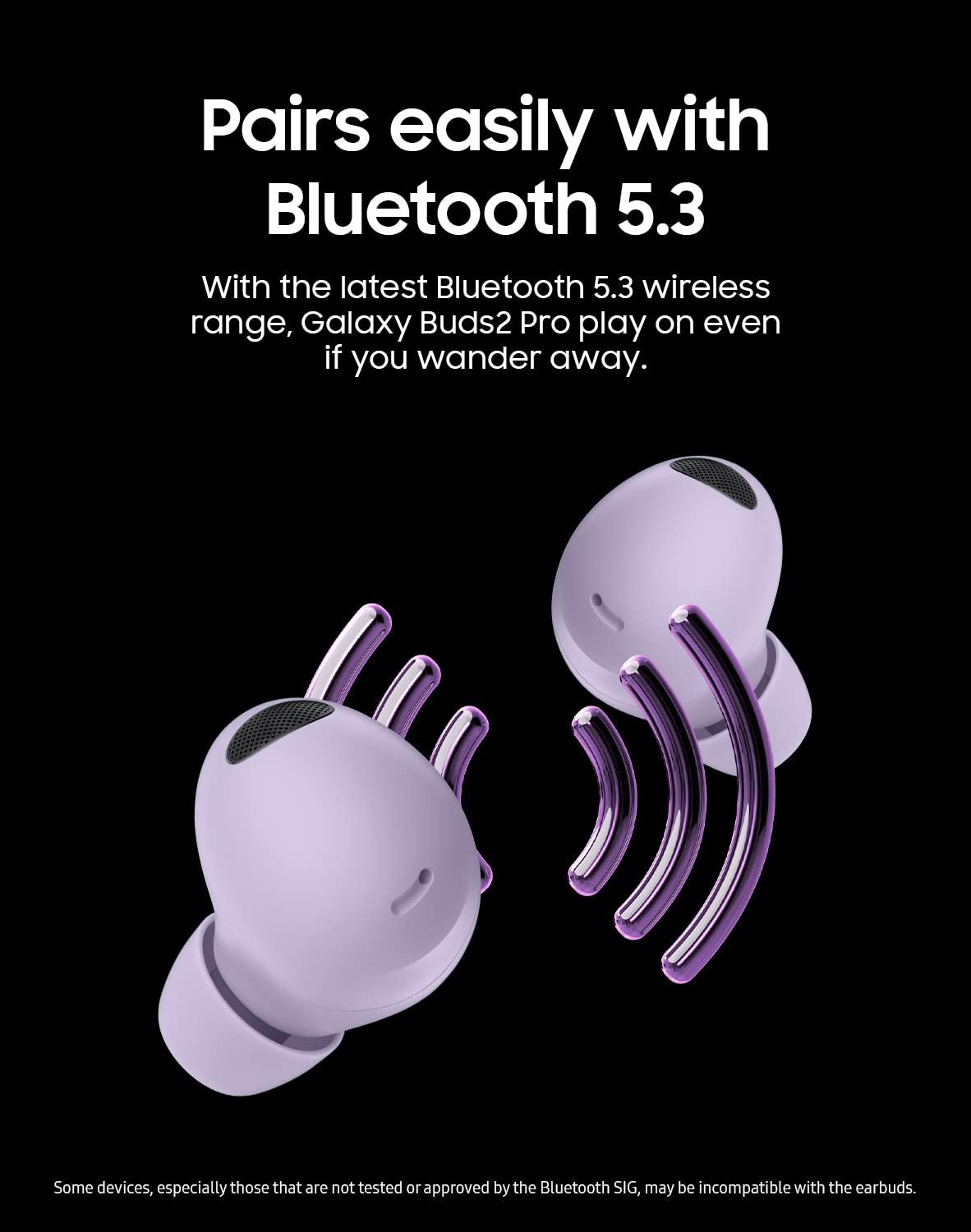 SAMSUNG SAMSUNG Galaxy Buds 2 Pro True Wireless Bluetooth Earbuds w/ Noise Cancelling, Hi-Fi Sound, 360 Audio, Comfort Ear Fit, HD Voice, Conversation Mode, IPX7 Water Resistant, Graphite (Renewed)