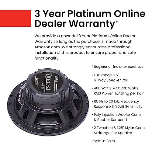 BOSS Audio Systems BOSS Audio Systems NX654 Onyx Series 6.5 Inch Car Door Speakers - 400 Watts (per pair), Coaxial, 4 Way, Full Range, 4 Ohms, Sold in Pairs, Bocinas Para Carro