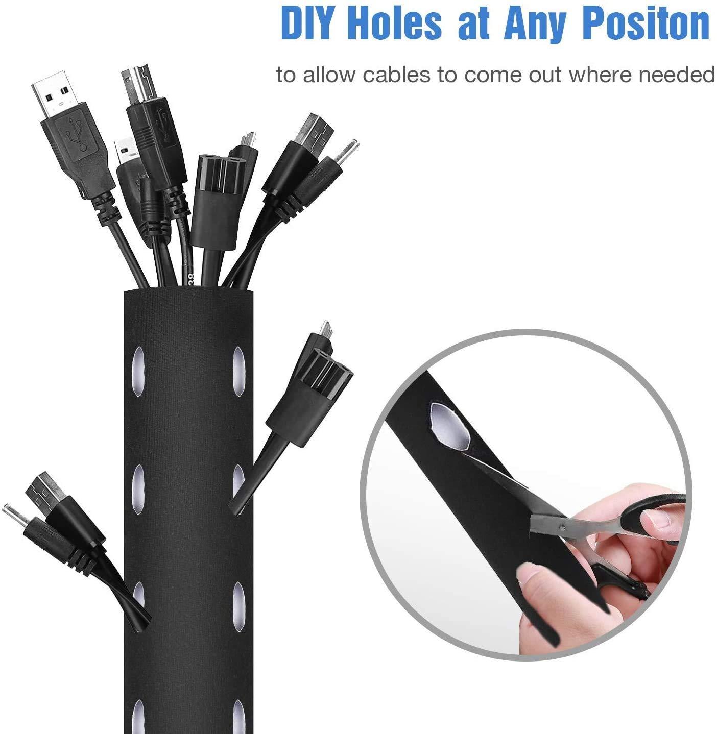 JOTO JOTO 10.83ft Cable Management Sleeve Bundle with 2 Pack Flexible Cable Sleeve Wrap Cover