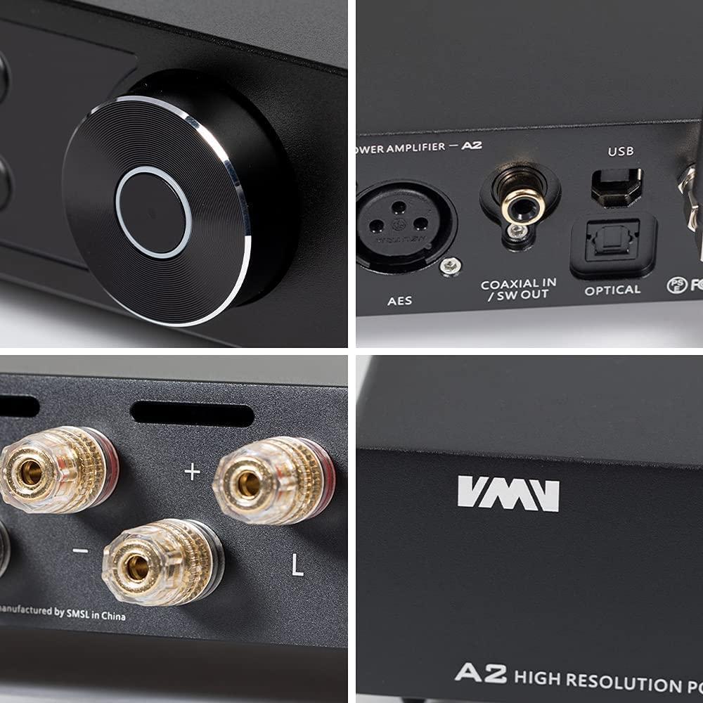 S.M.S.L S.M.S.L A2 High Resolution Power Amplifier, Class D Power Amp RMS 200W x 2(4), DSD512 Bluetooth UAT LDAC Aptx-HD AAC, XMOS 32bit 768kHz THD+D 0.0008% with Remote Control