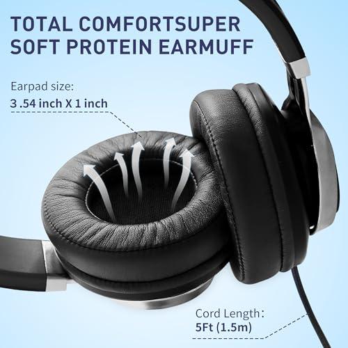 AILIHEN AILIHEN Wired Headphones with Microphone, Over-Ear Foldable Corded Headphones with Volume Control 3.5mm Jack for Teens Adult Smartphones Chromebook (Grey)
