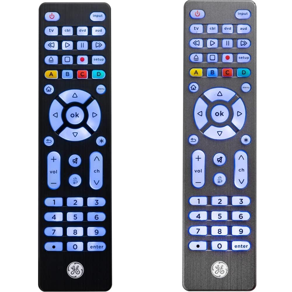 GE GE Backlit Universal Remote Controls for Samsung, Vizio, LG, Sony TVs, Blu-Ray Players, Streaming Devices (48843, 48848)