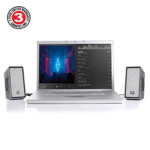 GOgroove GOgroove Laptop Computer Speakers - SonaVERSE O2 USB Powered Desktop Speakers with Dual Passive Bass Woofers, Built-in Volume Dial, Sleek Compact Design for Small Desks and Mobile PCs (Black)