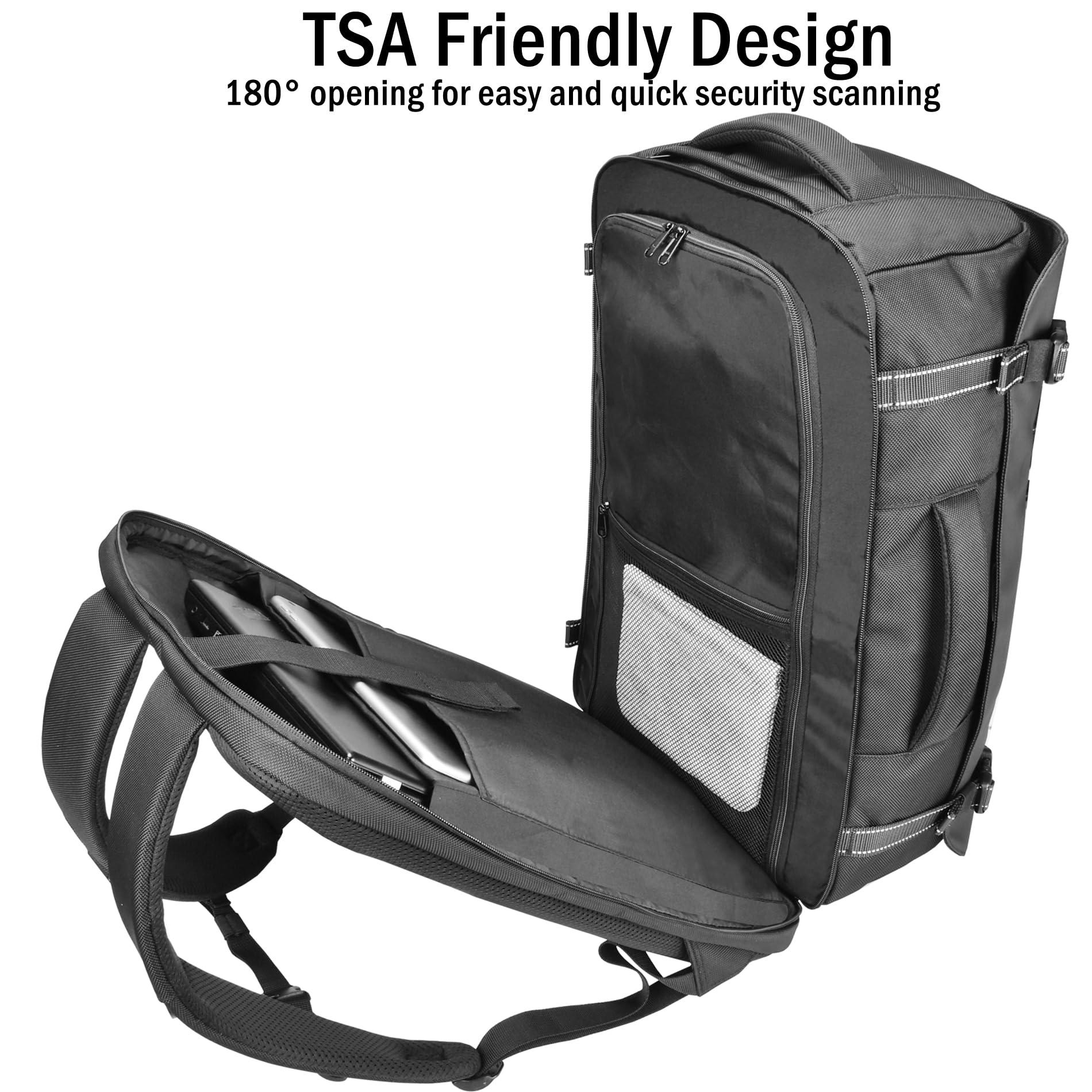 HIGH FIT HIGH FIT Travel Backpack 40L, TSA Friendly Airline Flight Approved Carry On Laptop Backpacks Lightweight Business Knapsack,Large Capacity Rucksack,Weekender Bag Daypack,Fits 17.3 Inch Laptop