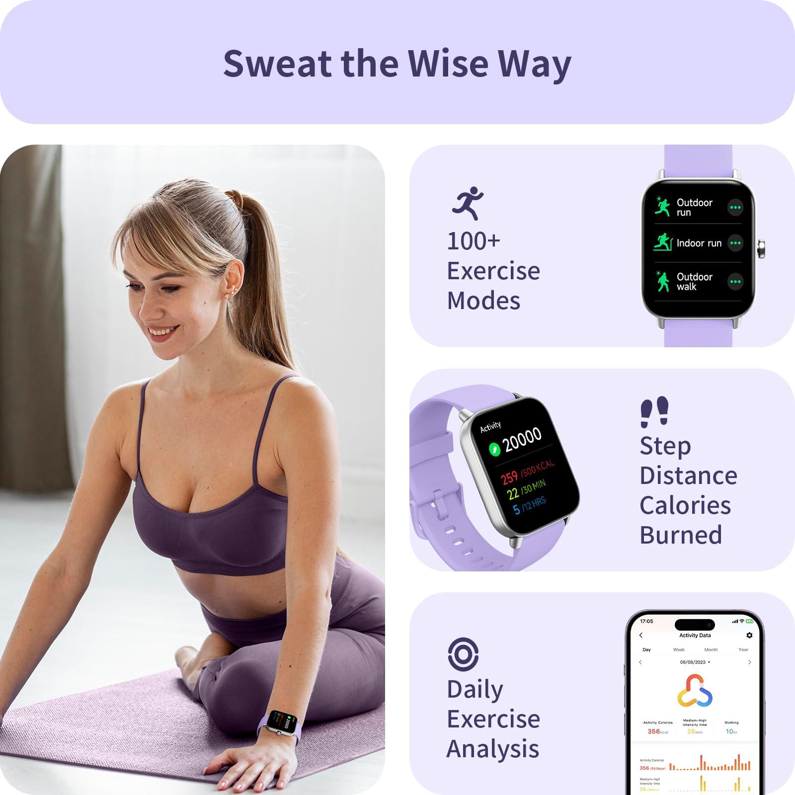 Yoever Yoever Smart Watch for Women iPhone & Android, 1.8" Smartwatch with Bluetooth (Answer/Call) Built-in Alexa, Fitness & Sleep Tracker with 110+ Sport Modes, Heart Rate/SpO2 Monitor, IP68 Waterproof