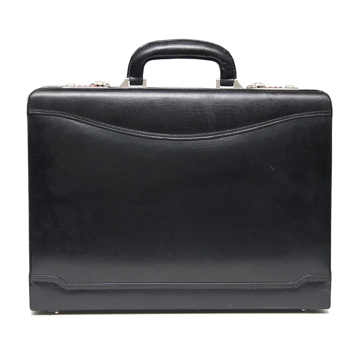 Da leather villa Da leather villa Full Grain Leather Briefcase Attache Case For Unisex Size L17xW3xH12 Inches Briefcase Bag (Black)