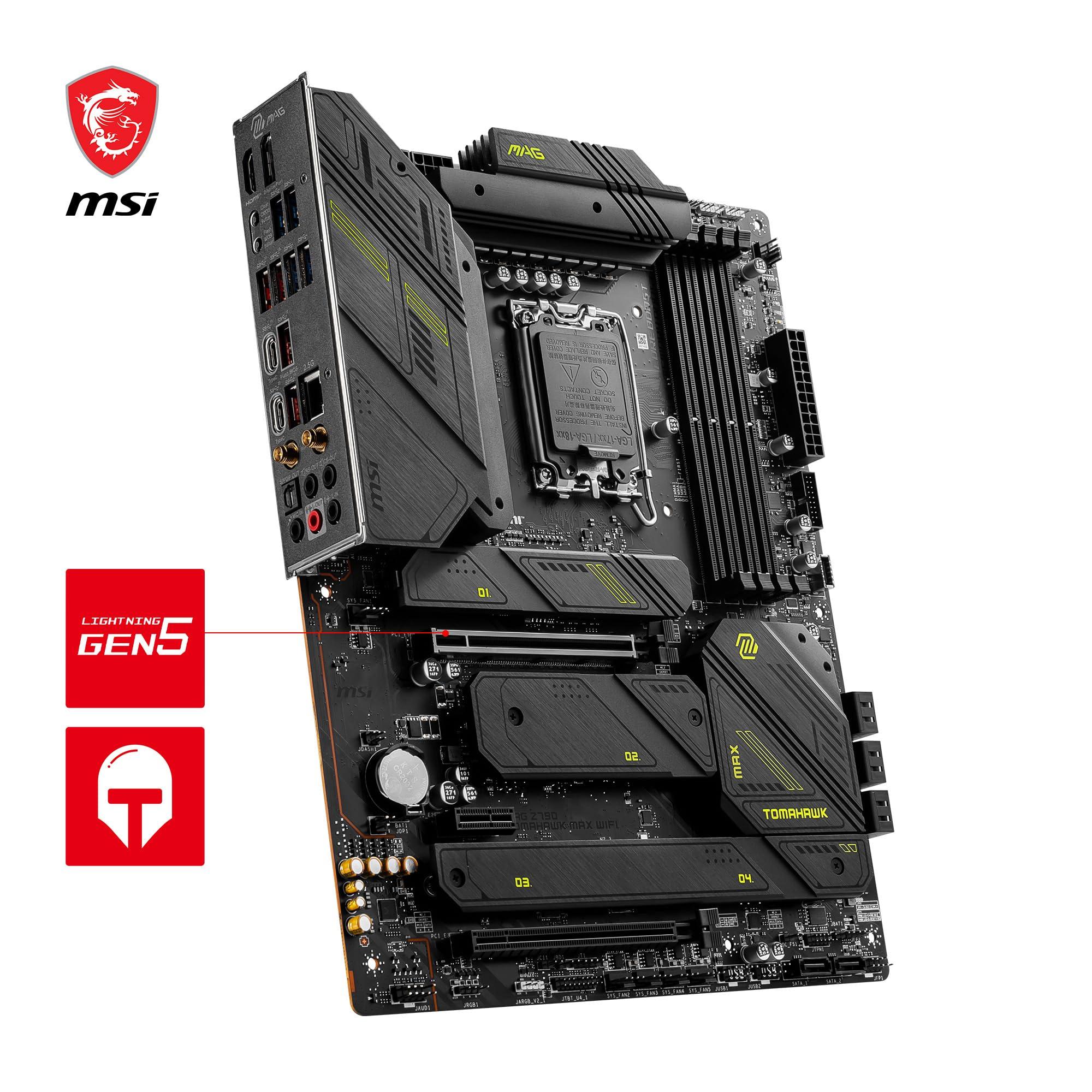 MSI MSI MAG Z790 Tomahawk MAX WiFi Gaming Motherboard (Supports 12th/13th/14th Gen Intel Processors, LGA 1700, DDR5, PCIe 5.0, M.2, 2.5Gbps LAN, USB 3.2 Gen2, Wi-Fi 7, ATX) (Renewed)