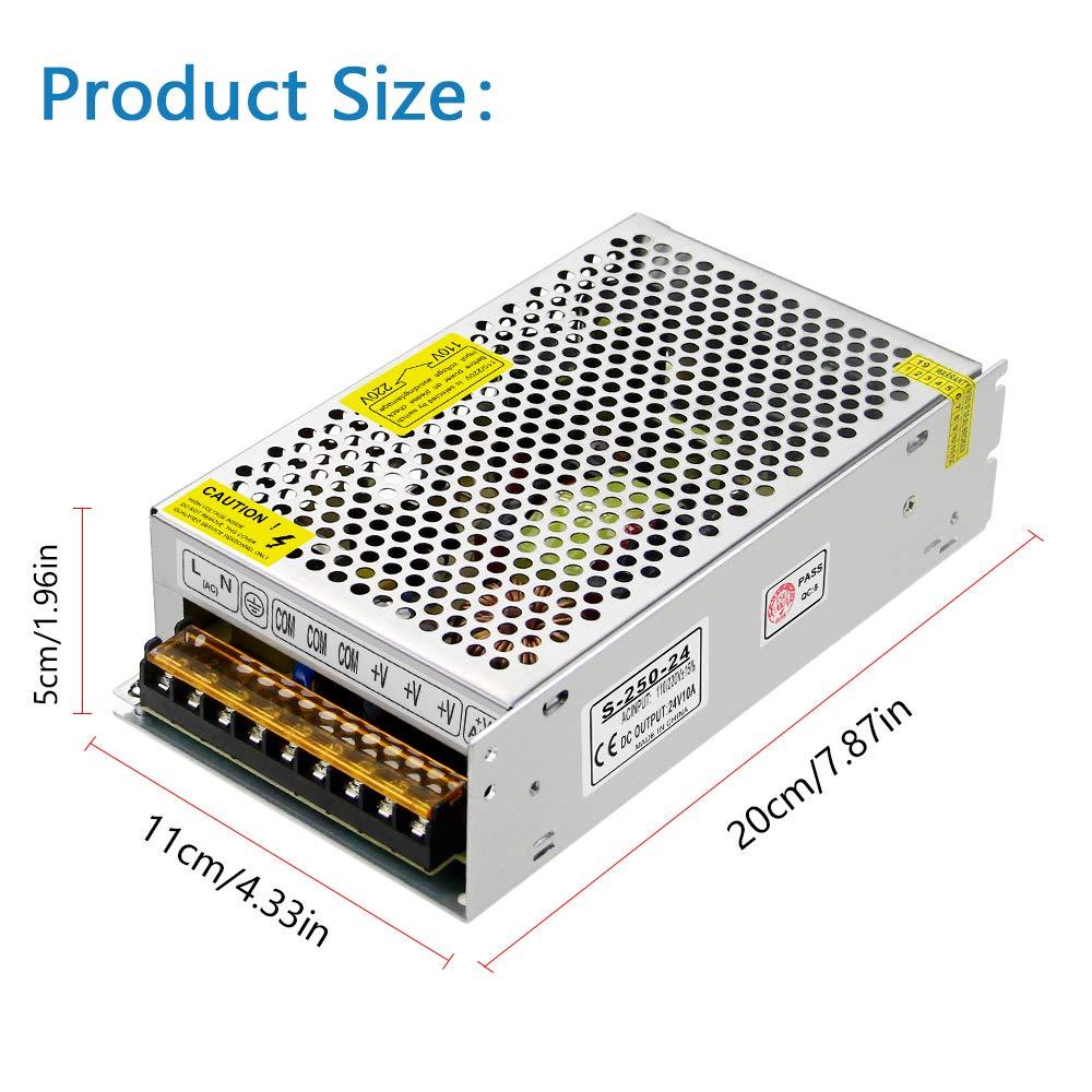 SHNITPWR SHNITPWR 24V Power Supply 10A 240W AC DC Adapter, DC 24 Volt 10 Amp Switching Power Converter Transformer LED Driver 110V / 220V AC in for LED Light Strip 3D Printer CCTV Security System LCD Monitor