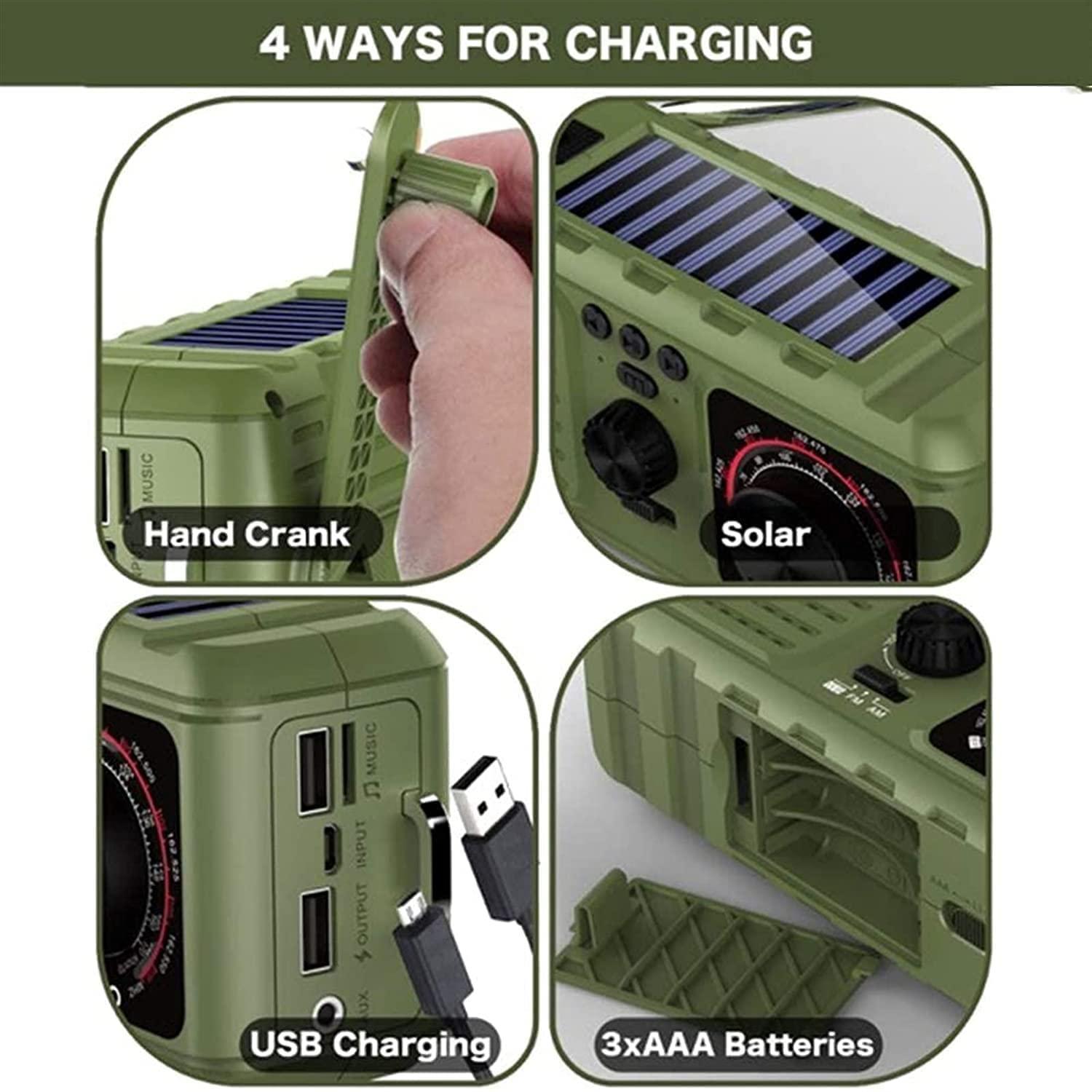 KouRy KouRy Hand Crank Radio with Flashlight for Emergency,Portable Radio -2200mAh Power Bank USB Charger LED Flashlights, Portable Outdoor and Family