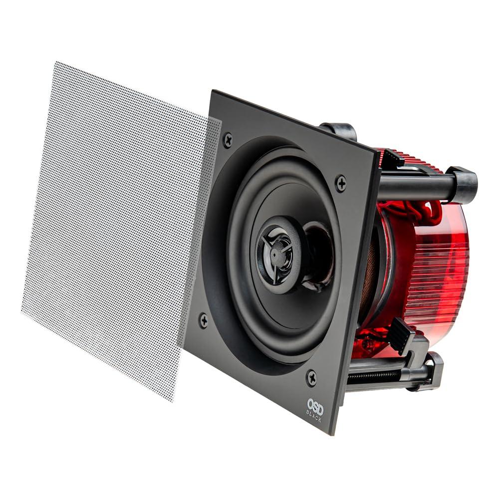 OSD Black OSD Black R43 in-Ceiling 4\" Speaker, Square Grill, Small Aperture, 100W Full-Range 2-Way (Single)