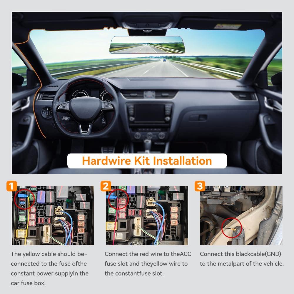 WOLFBOX [ i07 3 Channel Dash Cam+Multi Hardwire Kit ]