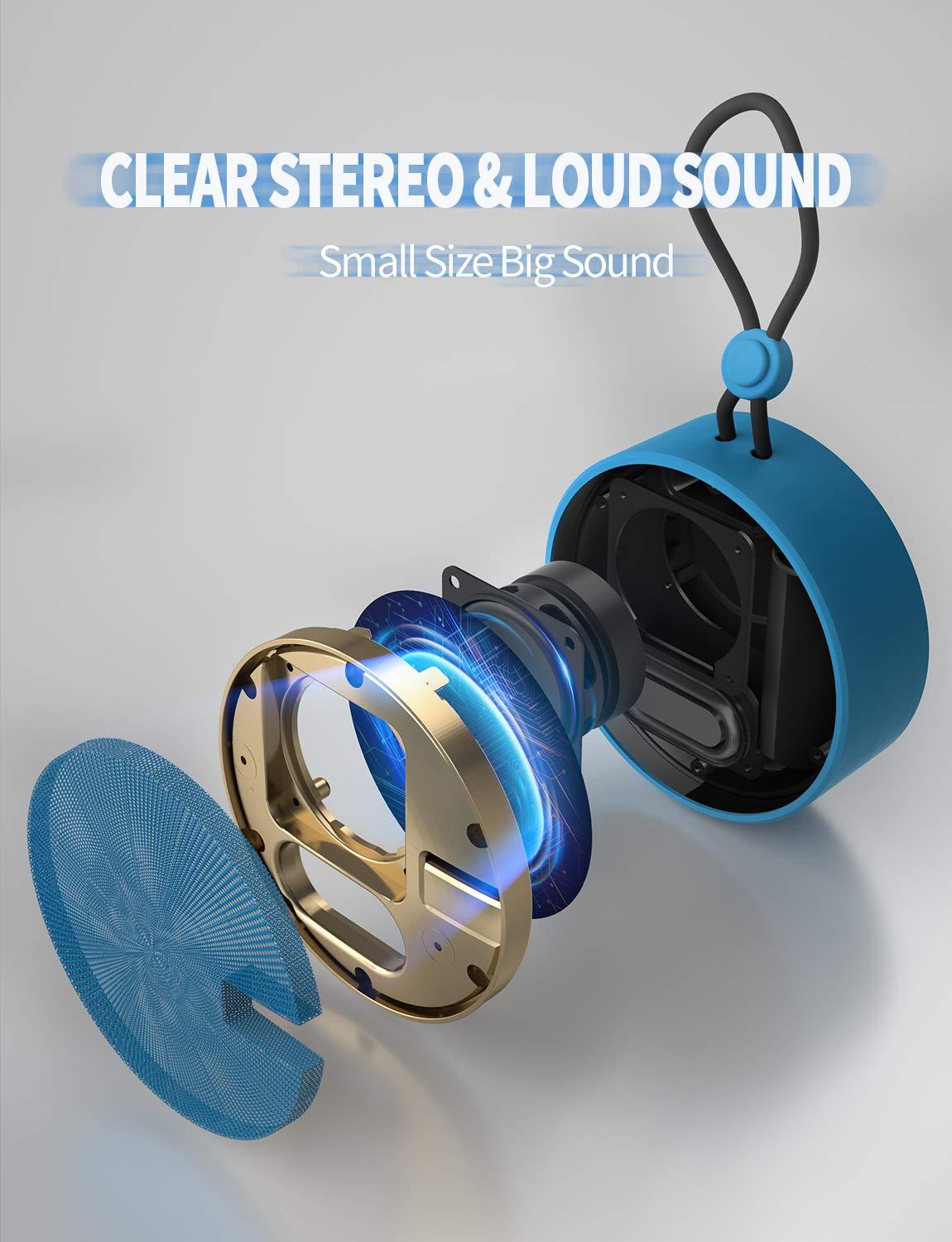 INSMY INSMY C12 IPX7 Waterproof Shower Bluetooth Speaker, Portable Small Speaker, Speakers Bluetooth Wireless Loud Clear Sound Support TF CSuard ction Cup for Outdoor Kayak Canoe Beach Gift (Navy)