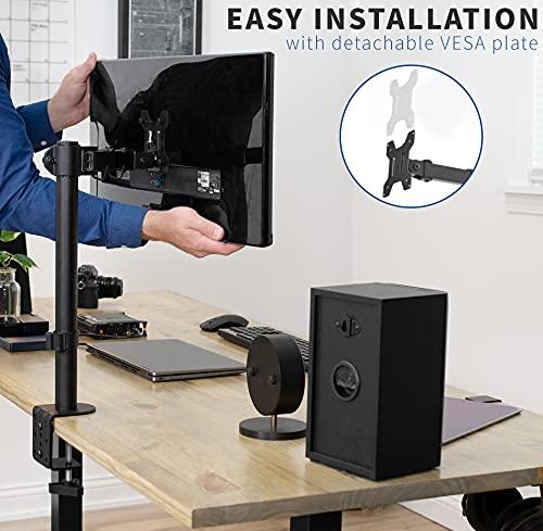 VIVO VIVO Single Monitor Arm Desk Mount, Holds Screens up to 32 inch Regular and 38 inch Ultrawide, Fully Adjustable Stand with C-Clamp and Grommet Base, VESA 75x75mm or 100x100mm, Black, STAND-V001