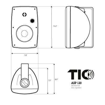 TIC TIC ASP120-6.5" Outdoor Weather-Resistant Patio Speakers with 70v Switch