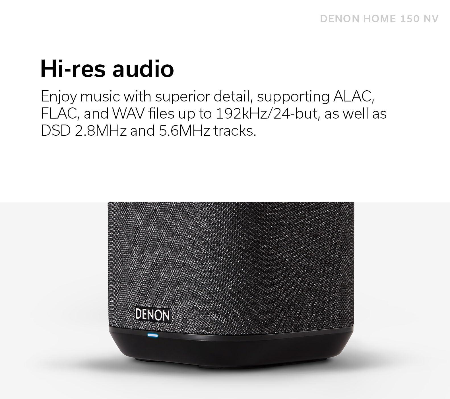 Denon Denon Home 150 NV Wireless Speaker (2024 Model), Home Speaker with HEOS Built-in, AirPlay 2 & Bluetooth, Multi-Room Streaming, Simple Setup, Compact Design, Black (Renewed)