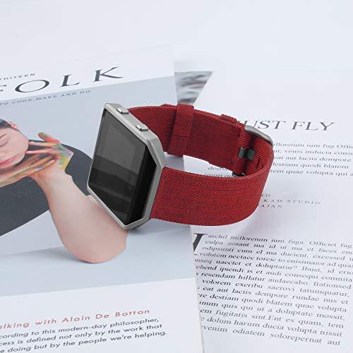 Bangyee Compatible with Fitbit Blaze Bands Women Men, Woven Nylon Bands Canvas Quick Release Replacement Watch Band Wristbands Accessory Straps Bracelet Fit for Fitbit Blaze Smartwatch (Red)