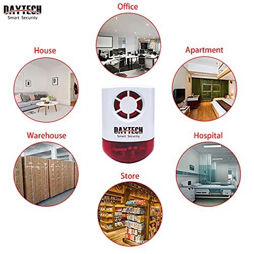 Daytech Daytech Remote Emergency Strobe Siren Alarm Kit Waterproof Outdoor Loud Panic Sos Warning System for Business Home Shop Hotel School 800ft 1 Red Flashing Siren+ 2 Call Buttons