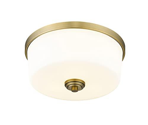 Z-Lite Z-Lite 220F3 Arlington 3 Light Flushmount Ceiling Fixture with Matte Opal Shade, Bronze