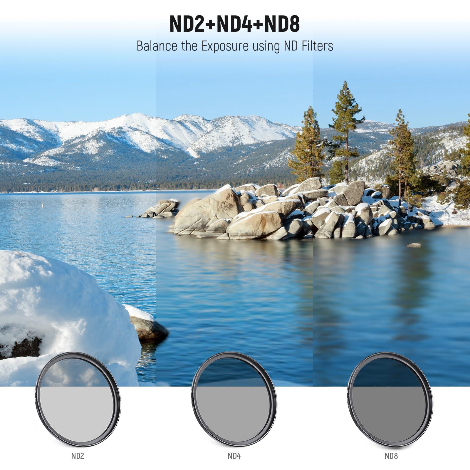 NEEWER NEEWER 43mm ND Lens Filter Kit: UV, CPL, FLD, ND2, ND4, ND8, Lens Hood and Lens Cap Compatible with Canon Nikon Sony Panasonic DSLR Cameras with 43mm Lens