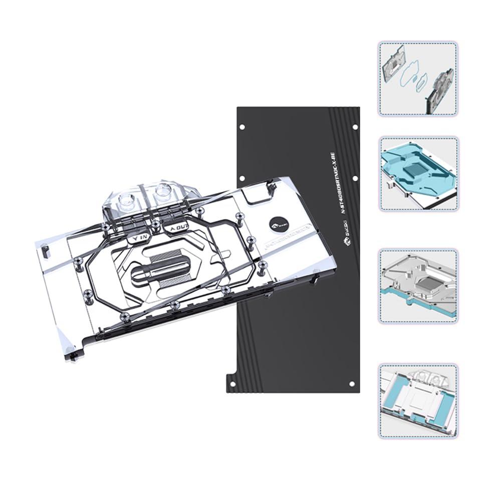 YXHGeeek GPU Waterblock -for Zotac RTX 4080 Super 16GB Trinity OC White Edition, PC GPU Water Liquid Cooling Block Cooler with Backplate (12V RGB Aura Effect LED Lights GPU Block with Backplate)