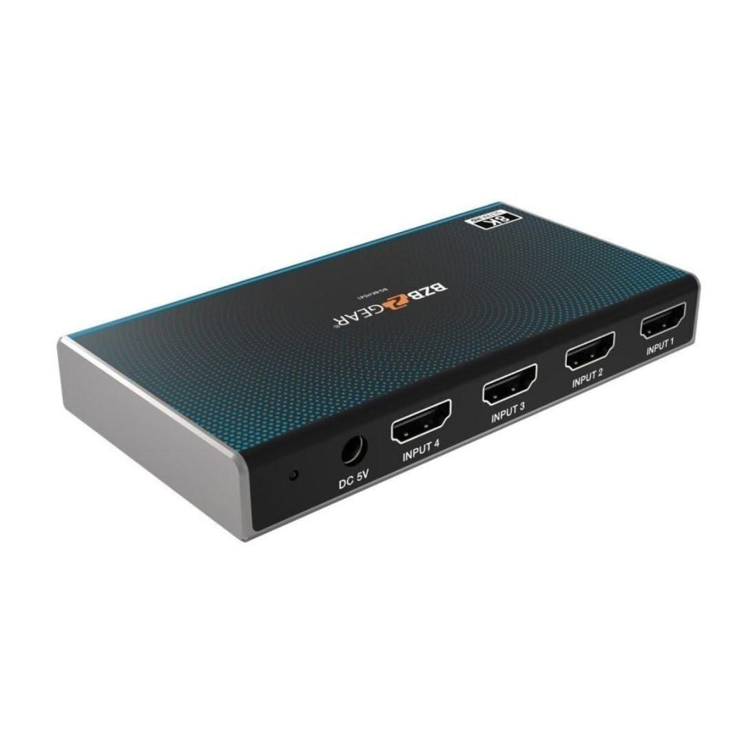 BZB GEAR 4x1 8K UHD Ultra Slim HDMI 2.1 Switcher (8K60, 4K120Hz 4:4:4 10bit)