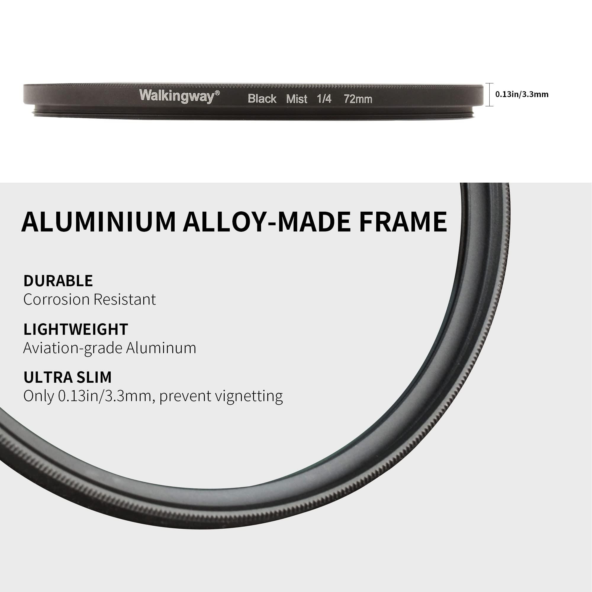 Walking Way WalkingWay 77mm Black Diffusion Filter 1/8 Pro Mist Camera Lens Filter Soft Dreamy Cinematic Effect Hazy Diffuser with Ultra Slim and Optical Glass for Portrait/Vlog/Photography/Video